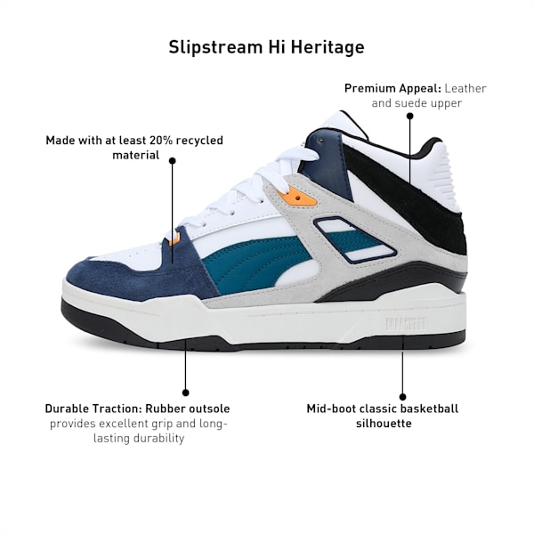 Slipstream Hi Heritage Unisex Sneakers, PUMA White-Club Navy-PUMA Black, extralarge-IND