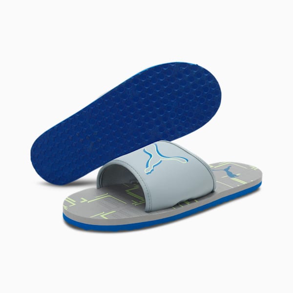 Stellar V6 Men's Slides, Quarry-Fizzy Light-Victoria Blue-PUMA White, extralarge-IND