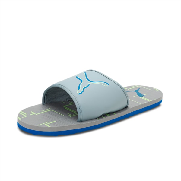 Stellar V6 Men's Slides, Quarry-Fizzy Light-Victoria Blue-PUMA White, extralarge-IND