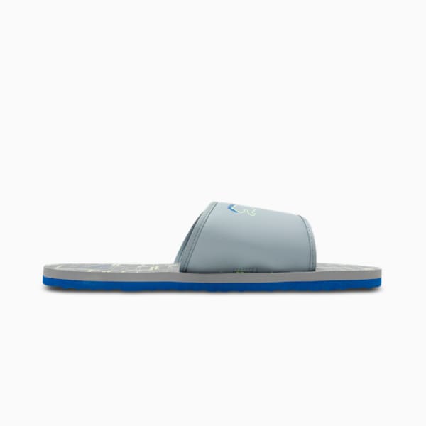 Stellar V6 Men's Slides, Quarry-Fizzy Light-Victoria Blue-PUMA White, extralarge-IND