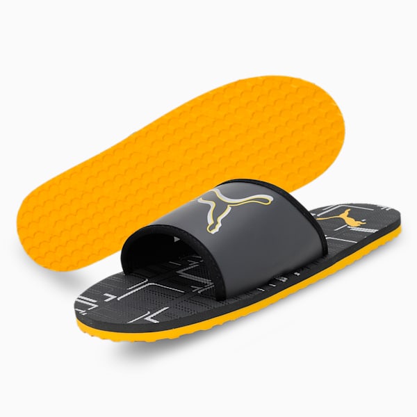 Stellar V6 Men's Slides, Ebony-Spectra Yellow-Puma Silver, extralarge-IND