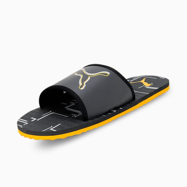 Stellar V6 Men's Slides, Ebony-Spectra Yellow-Puma Silver, extralarge-IND