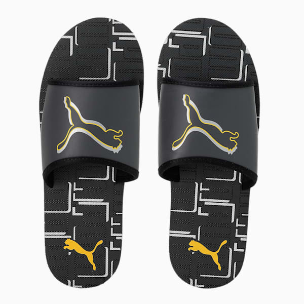 Stellar V6 Men's Slides, Ebony-Spectra Yellow-Puma Silver, extralarge-IND