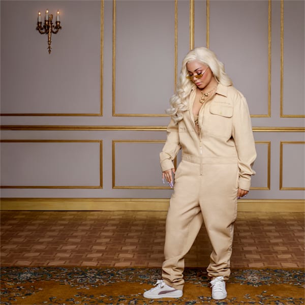 Zapatos deportivos de gamuza PUMA x LAUREN LONDON para mujer, Vanilla Ice-Fungi, extralarge