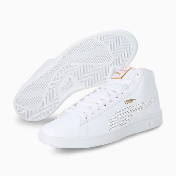 PUMA x one8 Smash Mid V3 Men's Sneakers, PUMA White-Puma Team Gold, extralarge-IND