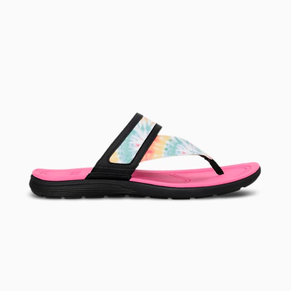 SOFTRIDE Sunny Tie-Dye Women's Flip-Flops, Puma Black-Phlox Pink, extralarge-IND