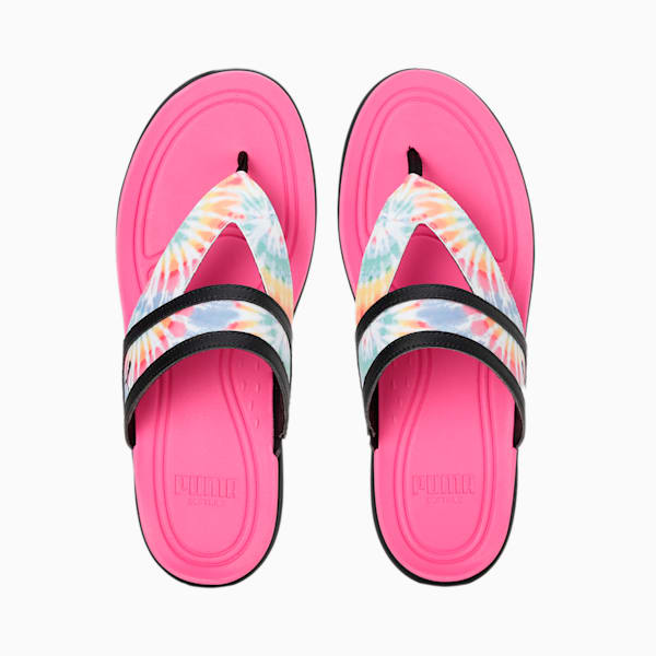SOFTRIDE Sunny Tie-Dye Women's Flip-Flops, Puma Black-Phlox Pink, extralarge-IND