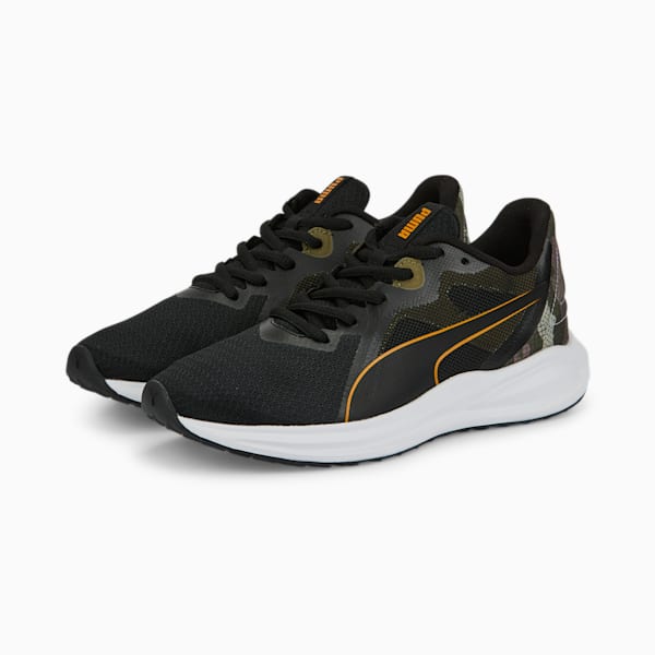 Twitch Runner Sashiko Youth Sneakers, Puma Black-Orange Brick-Burnt Olive, extralarge-IND