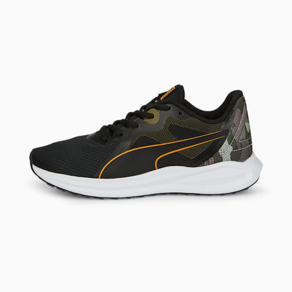 Twitch Runner Sashiko Youth Sneakers, Puma Black-Orange Brick-Burnt Olive, extralarge-IND
