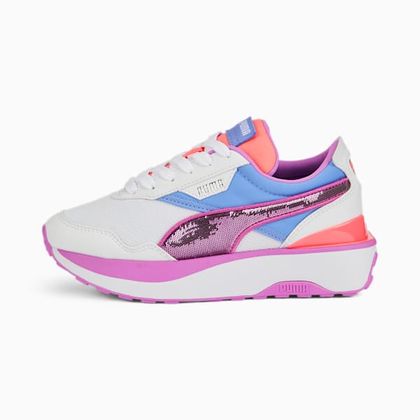 Tenis para jóvenes Cruise Rider Glitzy, Puma White-Elektro Purple-Electric Orchid, extralarge