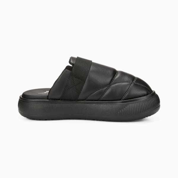 Suede Mayu Women's Leather Mules, Puma Black-Puma Black-Puma Silver, extralarge