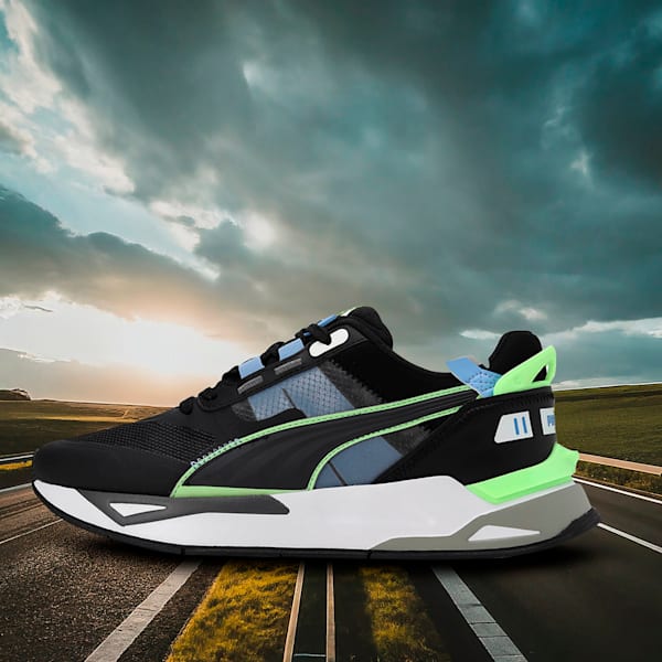 Mirage Sport Tech Reflective Sneakers, PUMA Black-Speed Green, extralarge-IND