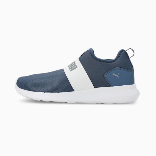 Relax Knit Slip On Men's Sneakers, Inky Blue-Ash Gray-PUMA White, extralarge-IND