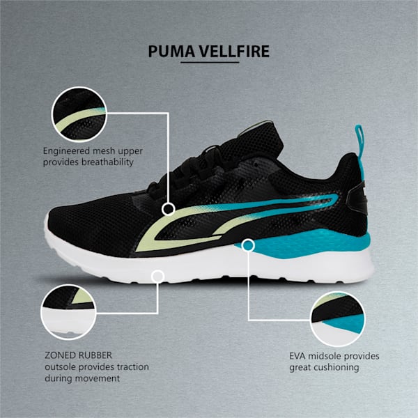 Faster Men's Sneakers, PUMA Black-Deep Aqua-Light Lime, extralarge-IND