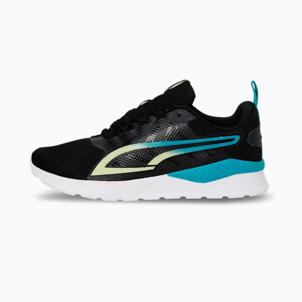 Faster Men's Sneakers, PUMA Black-Deep Aqua-Light Lime, extralarge-IND