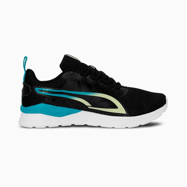 Faster Men's Sneakers, PUMA Black-Deep Aqua-Light Lime, extralarge-IND