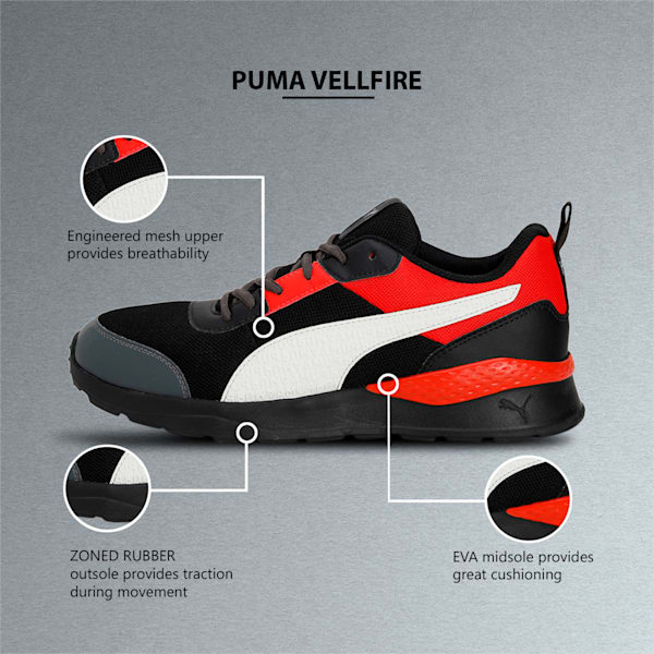 Puma Vellfire Unisex Sneakers, Dark Shadow-PUMA Black-Burnt Red, extralarge-IND