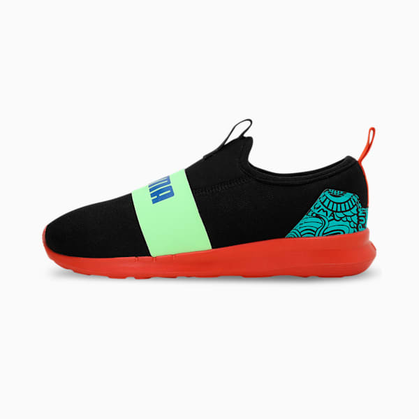 Charlie V2 Youth Slip-On Shoes, PUMA Black-Fizzy Apple-Nasturtium, extralarge-IND