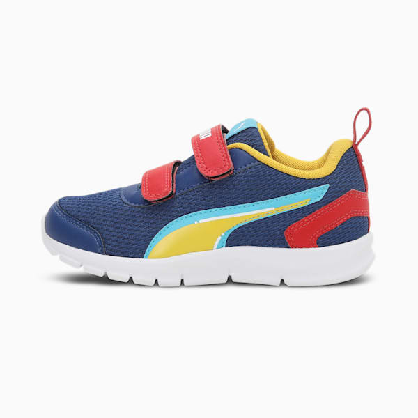 Racer V1 Kid's Sneakers, Blazing Blue-High Risk Red-Dandelion, extralarge-IND