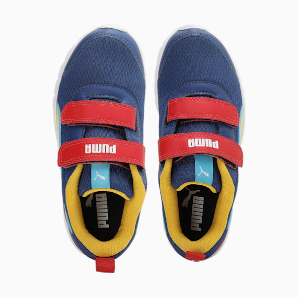 Racer V1 Kid's Sneakers, Blazing Blue-High Risk Red-Dandelion, extralarge-IND