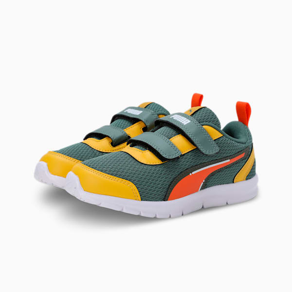 Racer V1 Kid's Sneakers, Eucalyptus-Rickie Orange-Yellow Sizzle, extralarge-IND