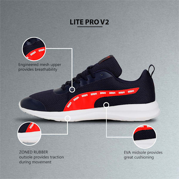 Lite Pro V2 Men's Sneakers, Peacoat-Burnt Red-PUMA White, extralarge-IND