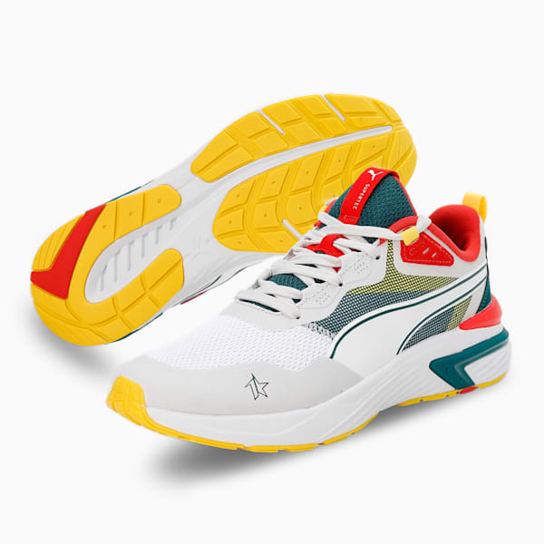 PUMAx1DER Supertec Men's Sneakers, Puma White-Nimbus Cloud-Varsity Green-Burnt Red, extralarge-IND