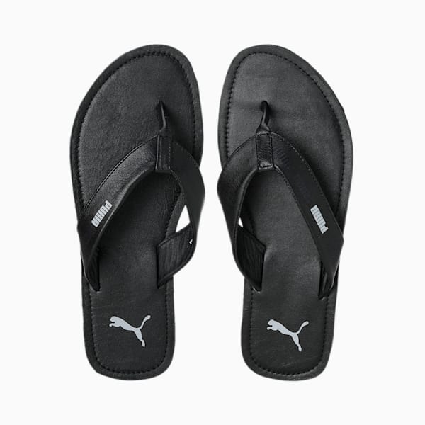 Puma black flip flops sales