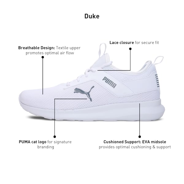 Duke Men's Sneakers, Puma White-Quarry, extralarge-IND