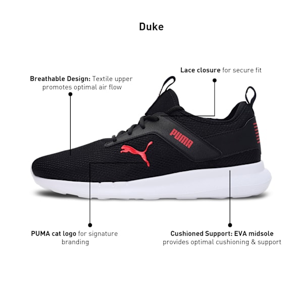 Duke Retro Look Sneakers, Puma Black-High Risk Red, extralarge-IND