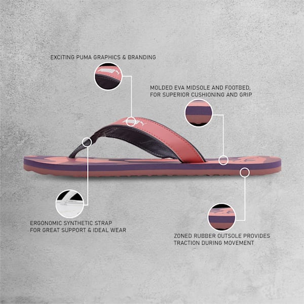 Mia V2 Unisex Flip-Flops, Carnation Pink-Dusty Orchid-PUMA White, extralarge-IND