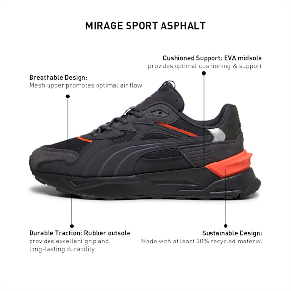 Mirage Sport Asphalt Unisex Sneakers, Flat Dark Gray-Fall Foliage, extralarge-IND