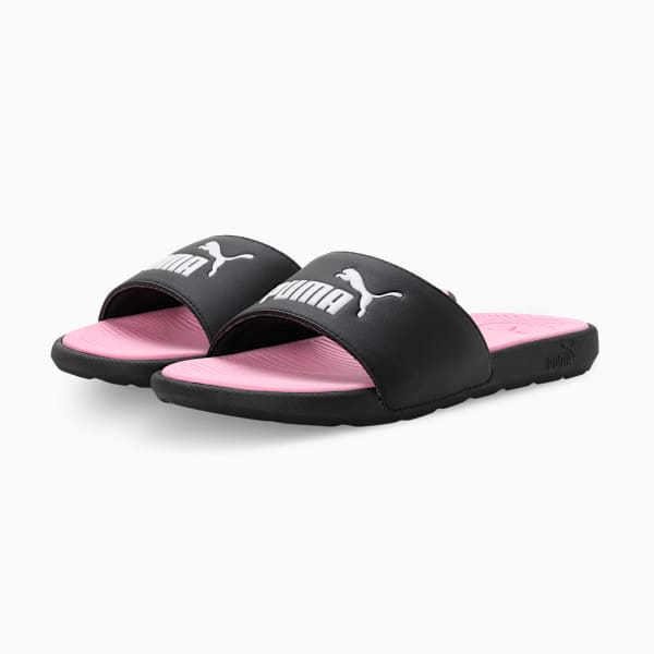 Pink and black puma slides clearance