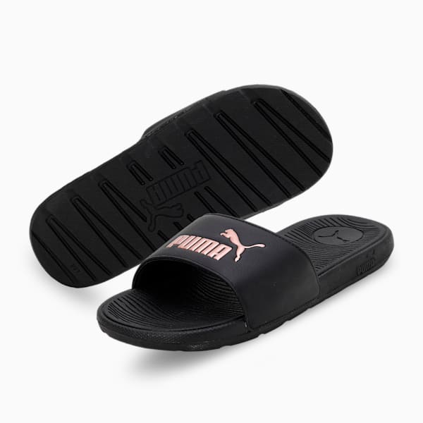 Cool Cat 2.0 Women's Slides, PUMA Black-Rose Gold, extralarge-IND