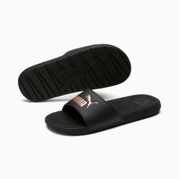 Cool Cat 2.0 Women's Slides, PUMA Black-Rose Gold, extralarge