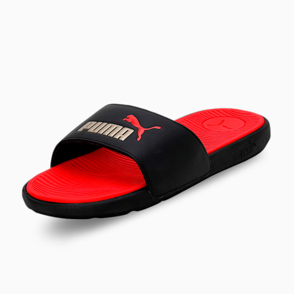 Cool Cat 2.0 Women's Slides, PUMA Black-Puma Team Gold-For All Time Red, extralarge-IND