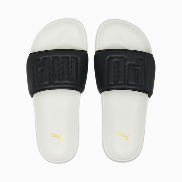 Leadcat 2.0 Quilted Women's Slides, PUMA Black-Pristine-Metallic Gold, extralarge-IND