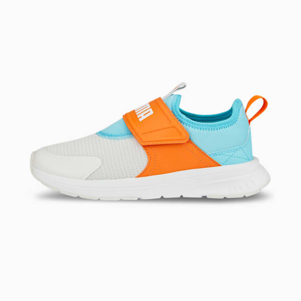 Evolve Slip On Youth Sneakers, Feather Gray-Rickie Orange-PUMA White-Hero Blue, extralarge-IND