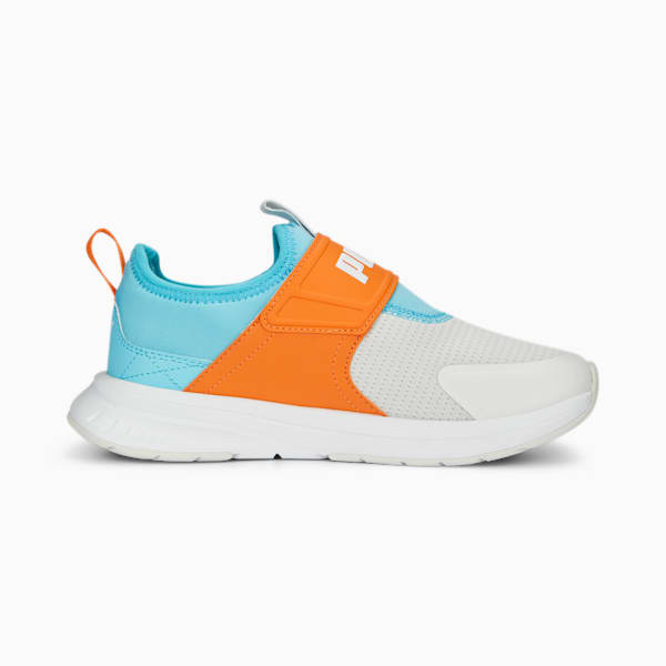 Evolve Slip On Youth Sneakers, Feather Gray-Rickie Orange-PUMA White-Hero Blue, extralarge-IND