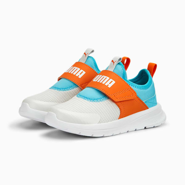 Evolve Slip On Kids' Sneakers, Feather Gray-Rickie Orange-PUMA White-Hero Blue, extralarge-IND