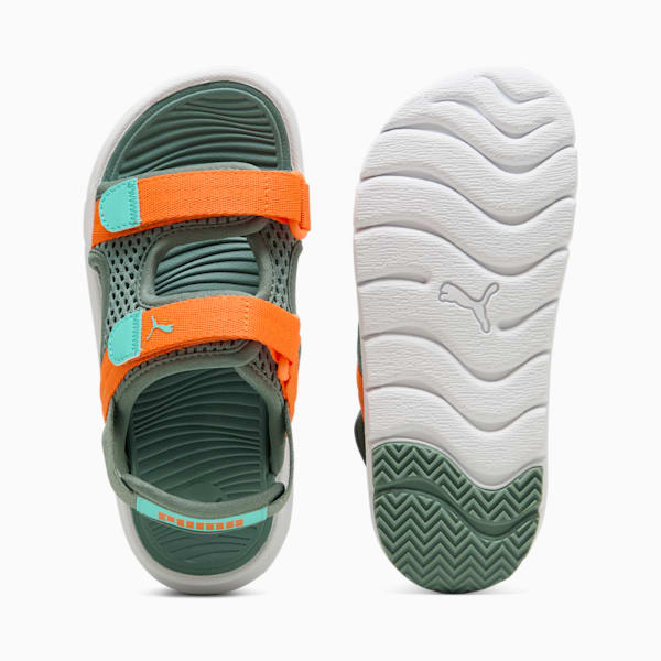 キッズ プーマ エヴォルブ サンダル 17-21cm, Green Moon-Orange Glo-Aquatic, extralarge-JPN