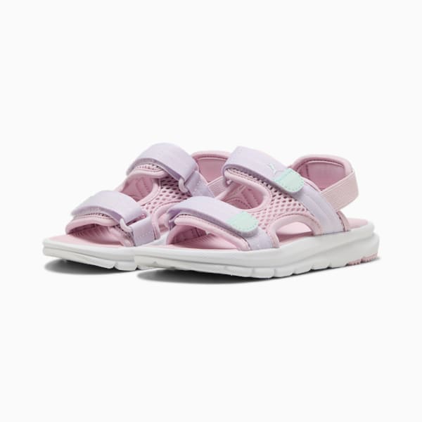 PUMA Evolve Little Kids' Sandals , Rose Mauve-Lilac Frost-Peaceful Blue, extralarge