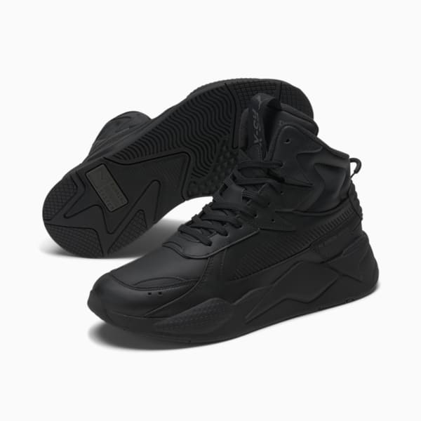 Zapatos deportivos de cuero de caña media RS-X, Puma Black-Puma Black, extragrande