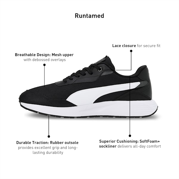 Runtamed Unisex Sneakers, PUMA Black-PUMA White-Shadow Gray, extralarge-IND