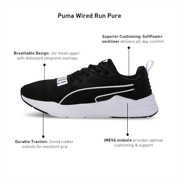 Wired Run Pure Unisex Sneakers, PUMA Black-PUMA White, extralarge-IND