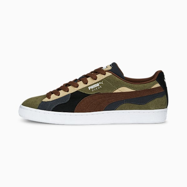 ユニセックス スウェード カモウェーブ スニーカー, PUMA Olive-Chestnut Brown-Shadow Gray