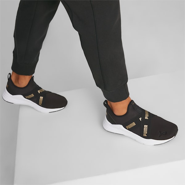 Wired Run Slip On Metallics Women's Sneakers, PUMA Black-PUMA Gold