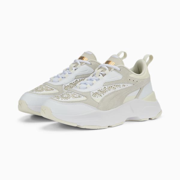 Cassia Laser Cut Women's Sneakers, PUMA White-PUMA White-Pristine, extralarge-IND