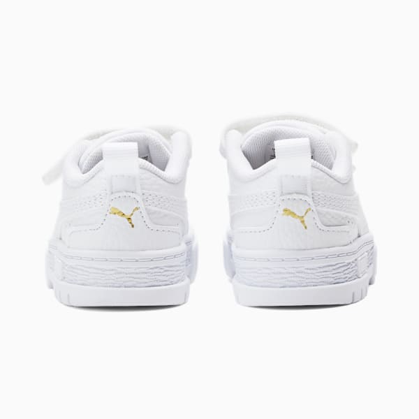 Tenis de cuero Mayze para bebés, Puma White-Puma Team Gold, extralarge