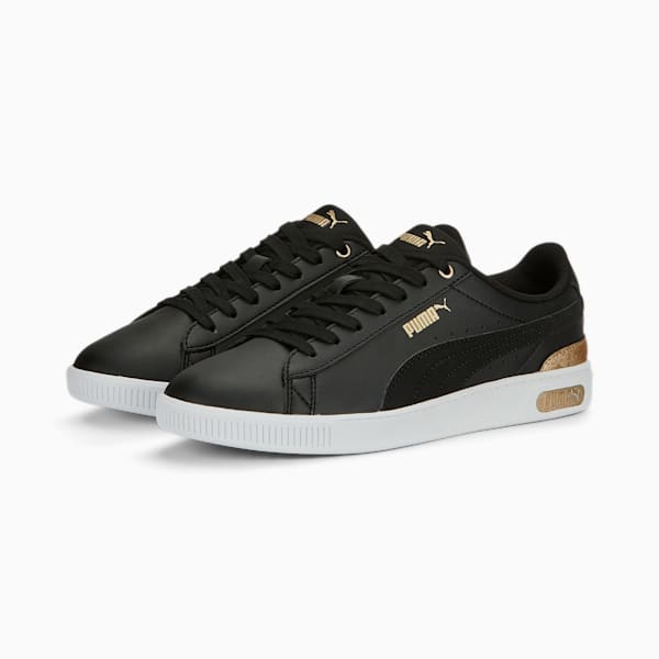 Vikky V3 Space Metallics Women's Sneakers, PUMA Black-PUMA Gold-PUMA White, extralarge-IND